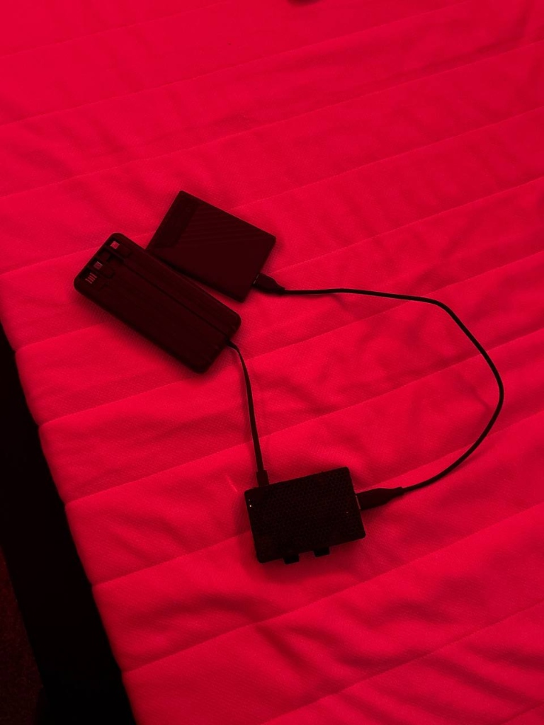Orange Pi 4 Pro with attached external USB drives