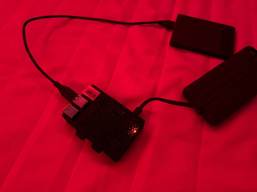 Orange Pi 4 Pro board close-up — USB ports and status LEDs
